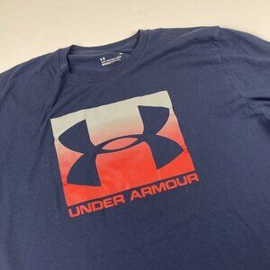 Under Armour Graphic T-Shirt Men’s L Loose Cotton Short Sleeve Navy Active
